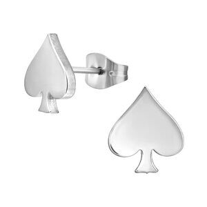 Stainless Steel Ace of Spades Stud Earrings